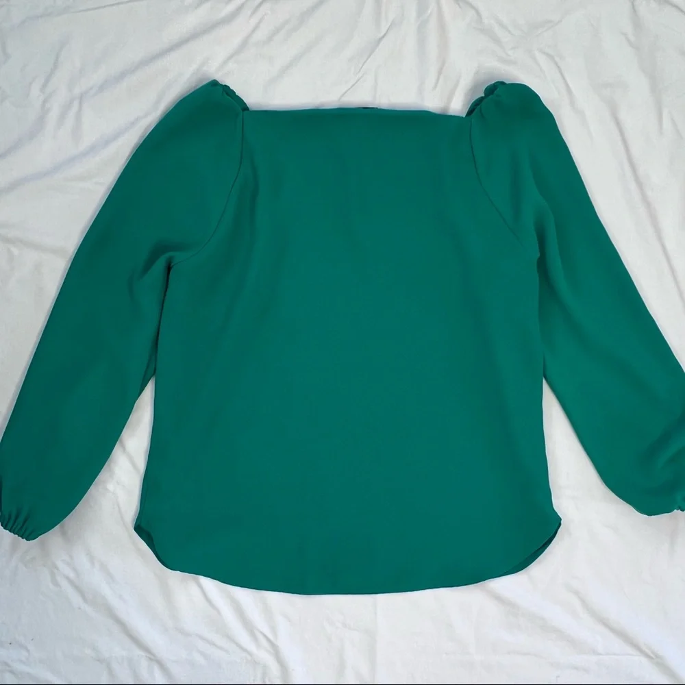 J. Crew Teal Puff Sleeve Blouse